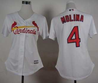 Women St. Louis Cardinals #4 Yadier Molina White Fashion Stitched Baseball Jersey Women St. Louis Cardinals #4 Yadier Molina White Fashion Stitched Baseball Jersey