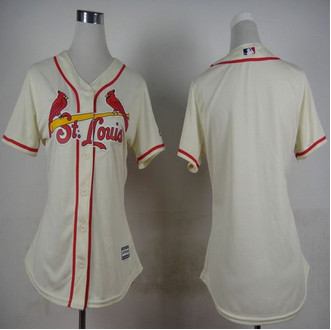 Women St. Louis Cardinals Blank Cream Alternate Stitched Baseball Jersey