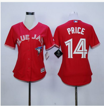 Women Toronto Blue Jays #14 David Price Red Canada Day Stitched MLB Jersey