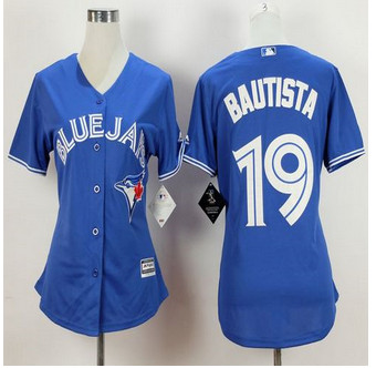 Women Toronto Blue Jays #19 Jose Bautista Blue Fashion Stitched Baseball Jersey