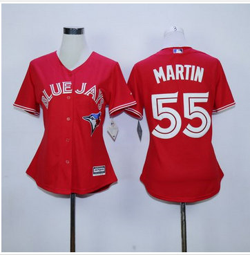 Women Toronto Blue Jays #55 Russell Martin Red Canada Day Stitched MLB Jersey