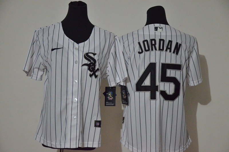Women White Sox 45 Michael Jordan White Women 2020 Nike Cool Base Jersey Women White Sox 45 Michael Jordan White Women 2020 Nike Cool Base Jersey