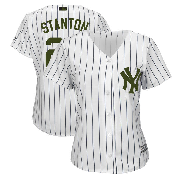 Women Yankees 27 Giancarlo Stanton White Women 2018 Memorial Day Cool Base Jersey Women Yankees 27 Giancarlo Stanton White Women 2018 Memorial Day Cool Base Jersey