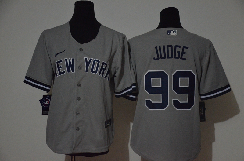 Women Yankees 99 Aaron Judge Gray Women 2020 Nike Cool Base Jersey