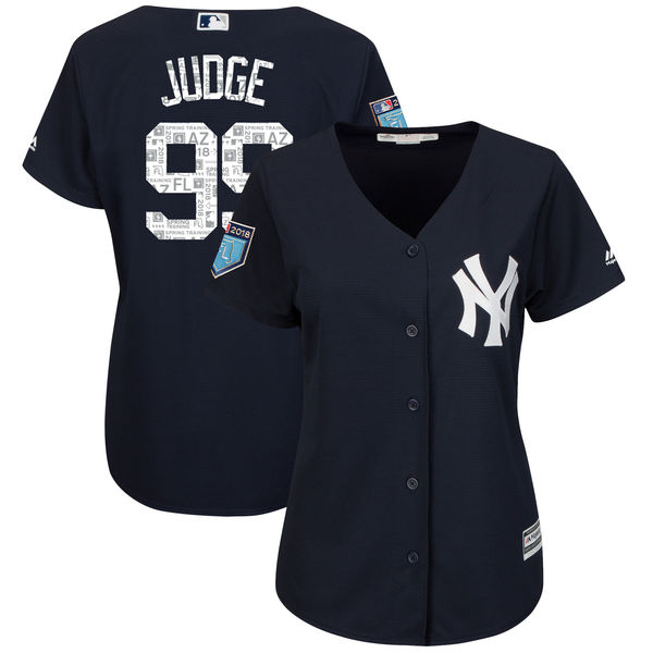 Women Yankees 99 Aaron Judge Navy Women 2018 Spring Training Cool Base Jersey
