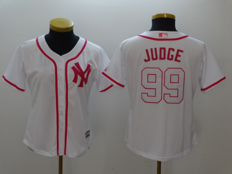 Women Yankees 99 Aaron Judge White Pink Women Cool Base Jersey Women Yankees 99 Aaron Judge White Pink Women Cool Base Jersey