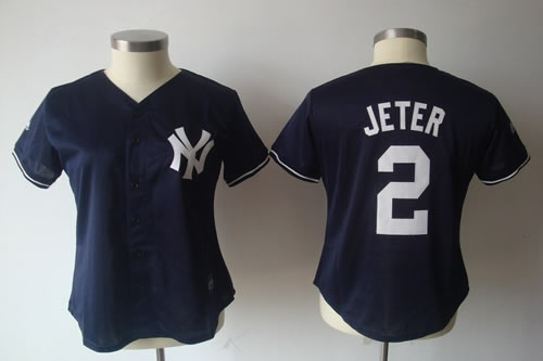 Women mlb Jerseys New York Yankees 2 Derek Jeter blue Jersey