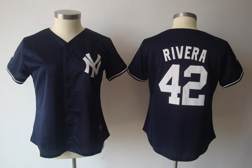 Women mlb Jerseys New York Yankees 42 Mariano Rivera blue Jersey