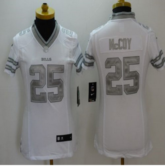 Women new Buffalo Bills #25 LeSean McCoy White Stitched NFL Limited Platinum Jersey