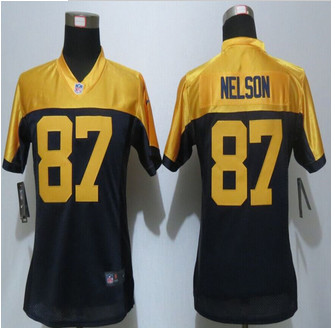 Women new Green Bay Packers #87 Jordy Nelson Navy Blue Alternate Elite Jersey