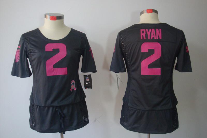 Womens NEW Atlanta Falcons 2 Matt Ryan breast Cancer Awareness Dark grey Jerseys