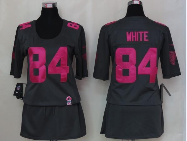 Womens NEW Atlanta Falcons 84 White breast Cancer Awareness Dark grey Jerseys