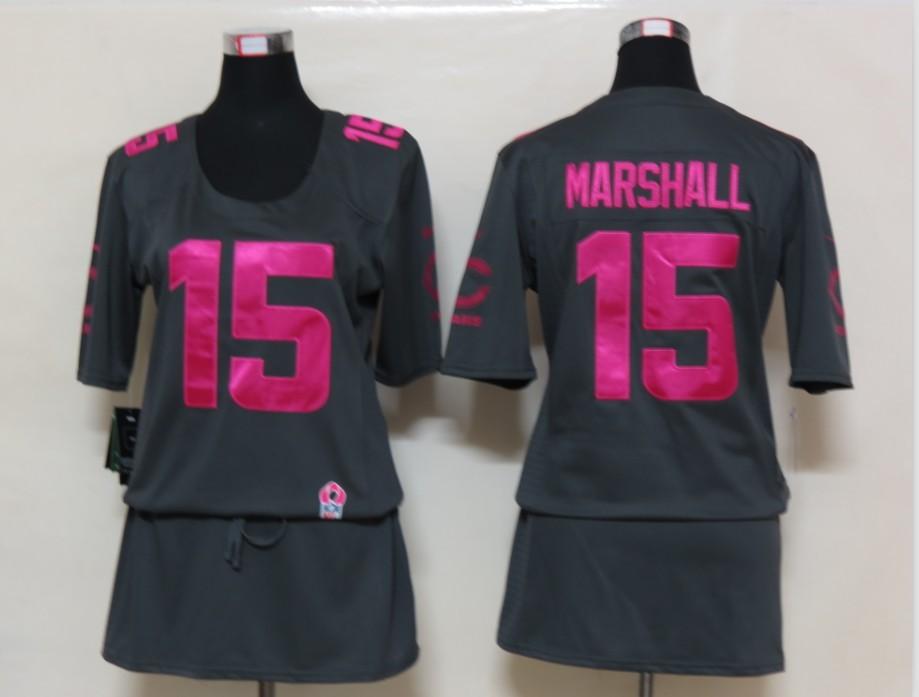 Womens NEW Chicago Bears 15 Marshall breast Cancer Awareness Dark grey Jerseys