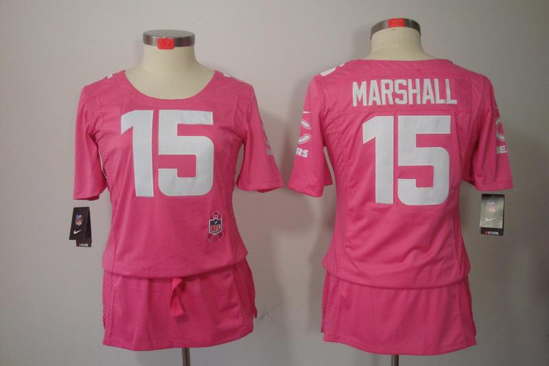 Womens NEW Chicago Bears 15 Marshall breast Cancer Awareness Pink Jerseys