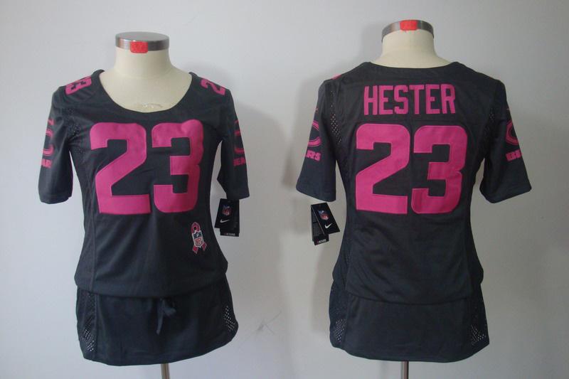 Womens NEW Chicago Bears 23 Devin Hester breast Cancer Awareness Dark grey Jerseys