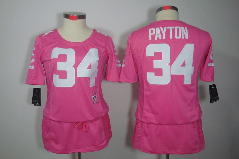 Womens NEW Chicago Bears 34 Payton breast Cancer Awareness Pink Jerseys