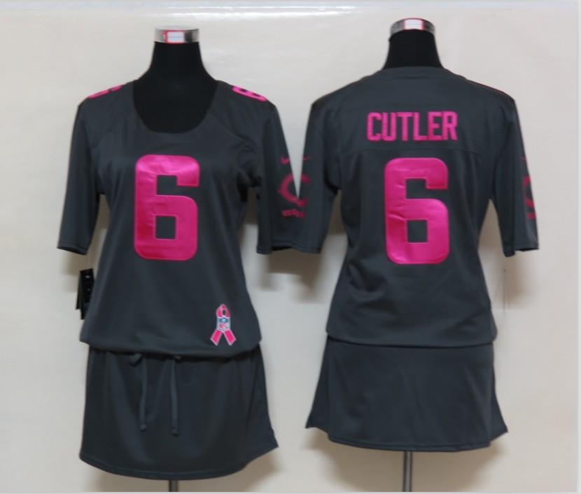 Womens NEW Chicago Bears 6 Cutler breast Cancer Awareness Dark grey Jerseys