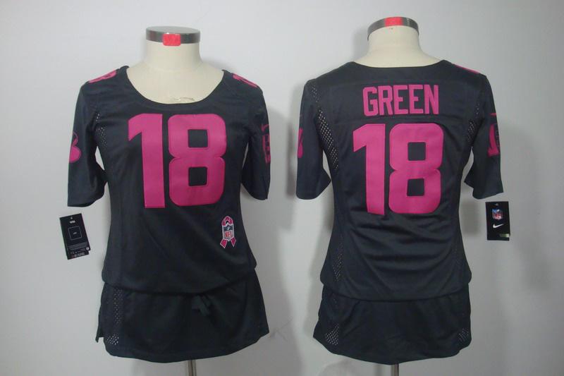 Womens NEW Cincinnati Bengals 18 A.J. Green Elite breast Cancer Awareness pink Jerseys