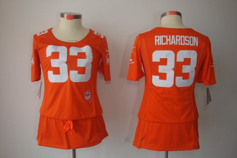 Womens NEW Cleveland Browns 33 Trent Richardson Elite breast Cancer Awareness Orange Jerseys