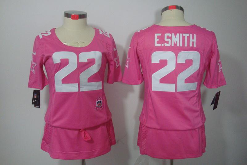 Womens NEW Dallas cowboys 22 e.smitth breast Cancer Awareness Pink Jerseys
