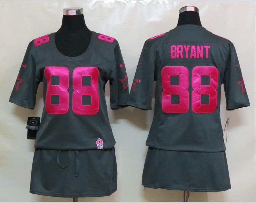 Womens NEW Dallas cowboys 88 Bryant Elite breast Cancer Awareness Dark grey Jerseys