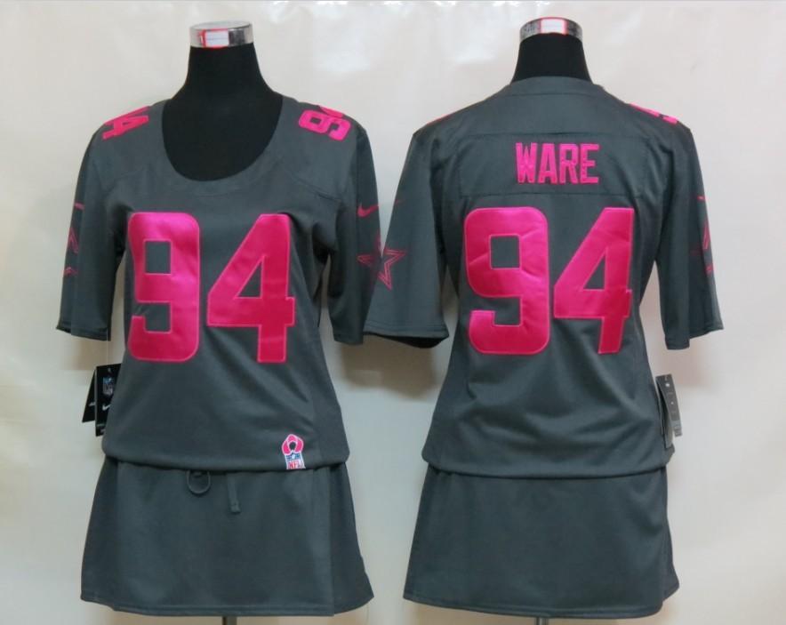 Womens NEW Dallas cowboys 94 Ware Elite breast Cancer Awareness Dark grey Jerseys