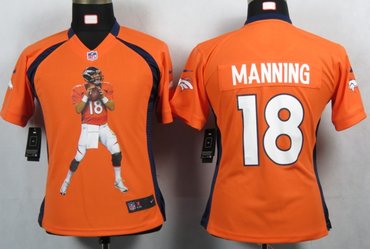 2012 Womens NEW NFL Denver Broncos 18 Manning Orange Portrait Fashion Game Jerseys