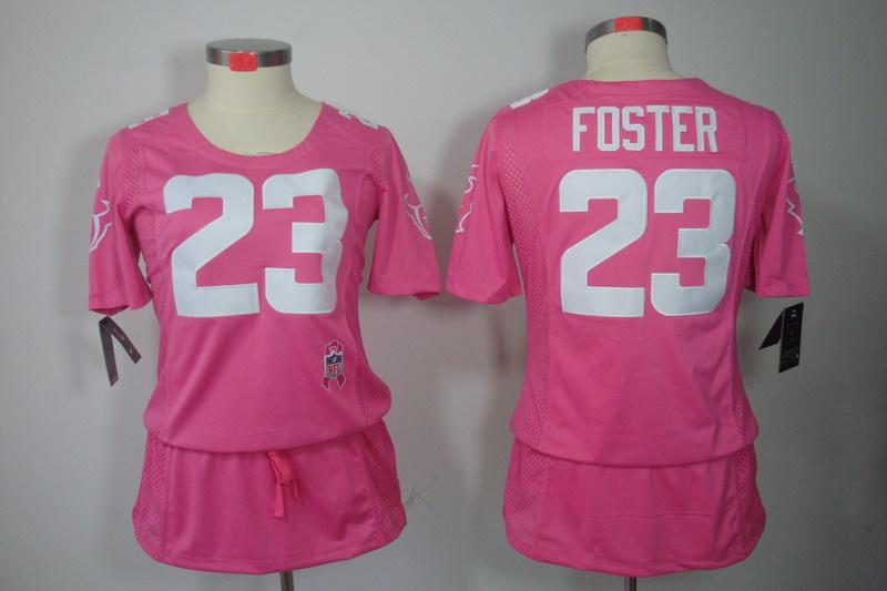 Womens NEW Houston Texans 23 Foster Elite breast Cancer Awareness Pink Jerseys