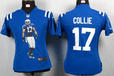Womens NEW NFL Indianapolis Colts 17 Collie Blue Portrait Fashion Game Jerseys