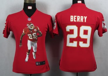 Womens NEW NFL Kansas City Chiefs 29 Berry Red Portrait Fashion Game Jerseys