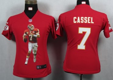 Womens NEW NFL Kansas City Chiefs 7 Cassel Red Portrait Fashion Game Jerseys