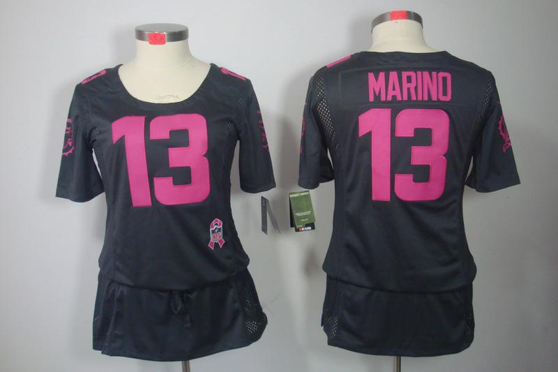 Womens NEW Miami Dolphins 13Marino breast Cancer Awareness Dark gery Jerseys