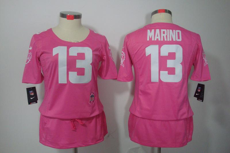 Womens NEW Miami Dolphins 13Marino breast Cancer Awareness Pink Jerseys