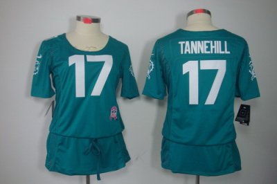 Womens NEW Miami Dolphins 17 Ryan Tannehill breast Cancer Awareness Green Jerseys