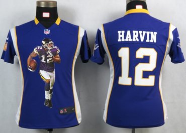 Womens NEW Minnesota Vikings 12 Harvin Purple Portrait Fashion Game Jerseys