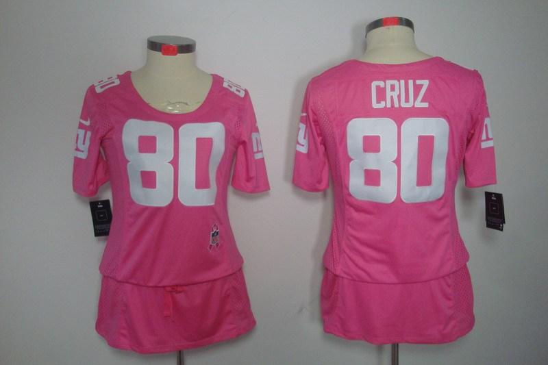 Womens NEW New York Giants #80 Victor Cruz breast Cancer Awareness Pink Jerseys