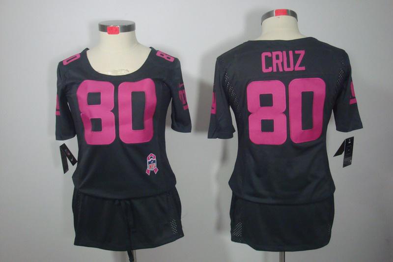 Womens NEW New York Giants 80 Victor Cruz breast Cancer Awareness Dark grey Jerseys