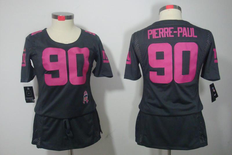 Womens NEW New York Giants 90 Pierre-Paul breast Cancer Awareness Dark grey Jerseys