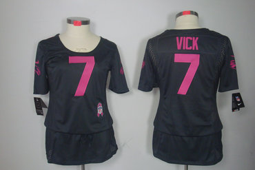 Womens NEW Philadelphia Eagles #7 Michael Vick Elite breast Cancer Awareness Blue Jerseys