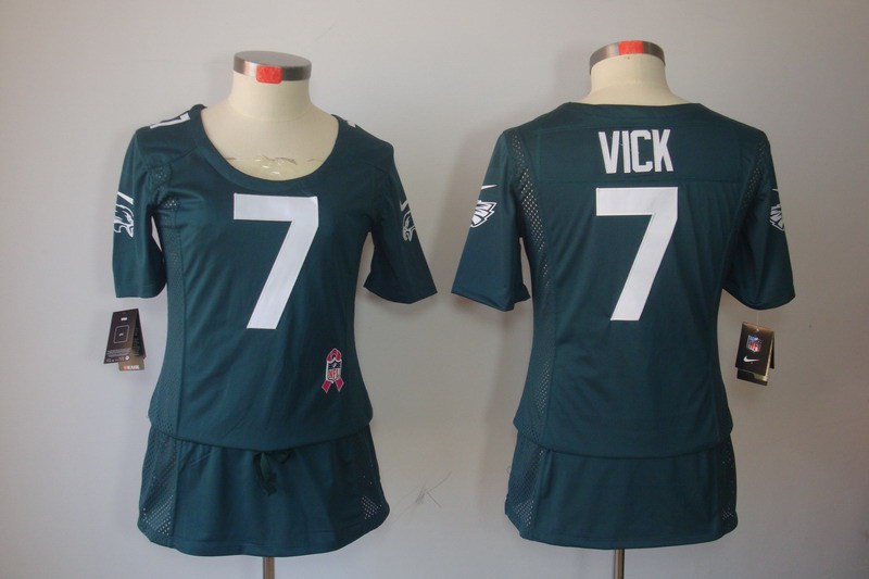 Womens NEW Philadelphia Eagles 7# Michael Vick Elite breast Cancer Awareness Green Jerseys