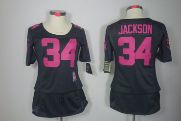 Womens NEW Pittsburgh Steelers 34 Bo Jackson Elite breast Cancer Awareness Dark grey Jerseys