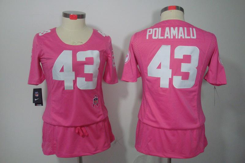 Womens NEW Pittsburgh Steelers 43 Polamalu Elite breast Cancer Awareness pink Jerseys