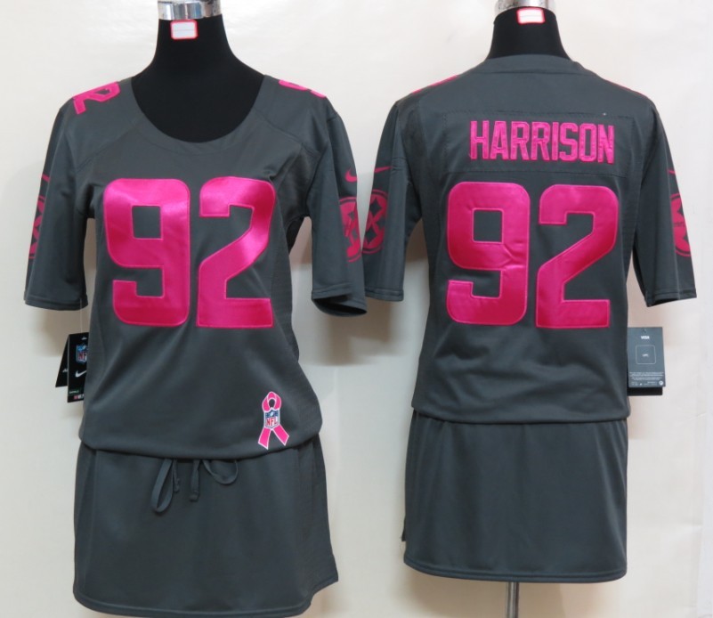 Womens NEW Pittsburgh Steelers 92 Harrison Elite breast Cancer Awareness Dark grey Jerseys