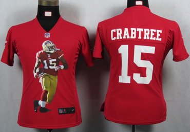 Womens NEW NFL San Francisco 49ers 15 Crabtree Red Portrait Fashion Game Jerseys