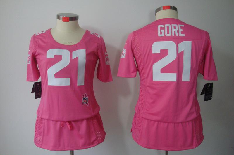 Womens NEW San Francisco 49ers 21 Frank Gore breast Cancer Awareness Pink Jerseys