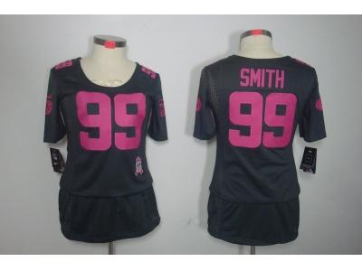 Womens NEW San Francisco 49ers 99 Aldon Smith Elite breast Cancer Awareness Dark grey Jerseys