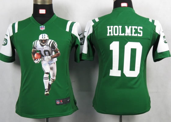 Womens New New York Jets 10 Holmes Green Portrait Fashion Game Jerseys