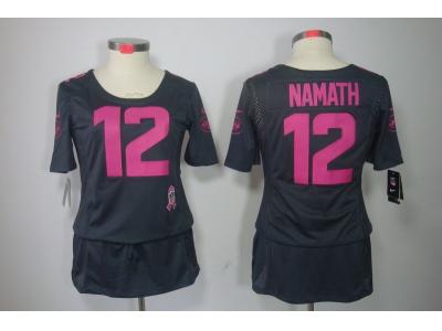 Womens New York Jets #12 Joe Namath Elite breast Cancer Awareness Dark grey Jerseys