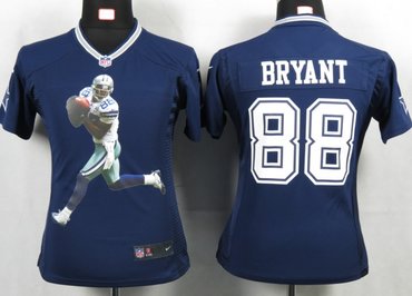 Womens NEW NFL Dallas Cowboys 88 Bryant Blue Portrait Fashion Game Jerseys
