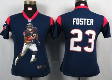 Womens NEW NFL Houston Texans 23 Foster Blue Portrait Fashion Game Jerseys